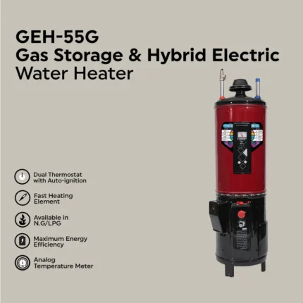 Water Heater GEH-55 Gallon Hybrid Electric + Gas Auto Ignition